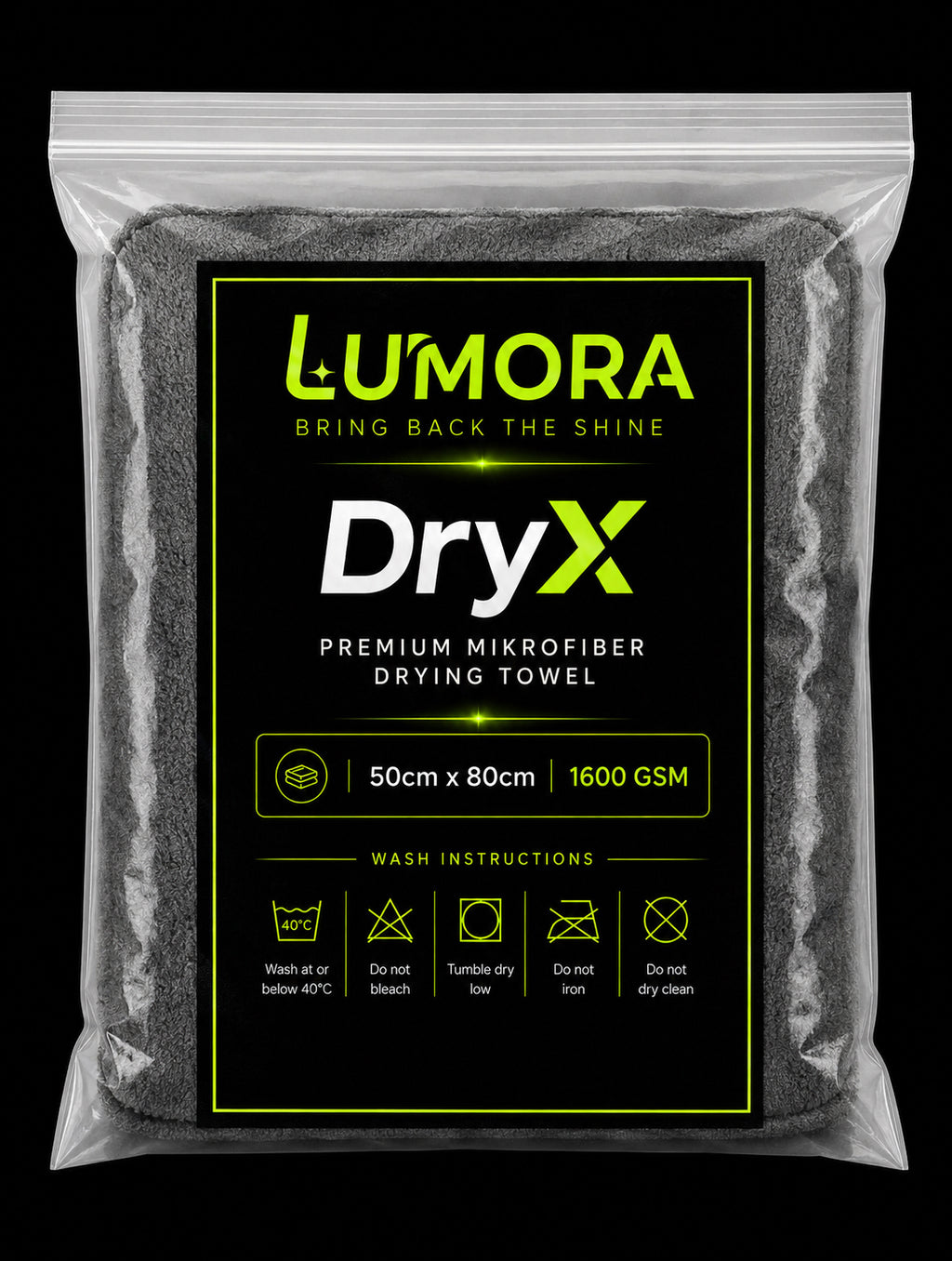 LUMORA DryX 1600 GSM – Premium Mikrofaser-Trockentuch